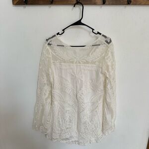 Tokyo Darling Ivory Lace Long Sleeve Mini Dress